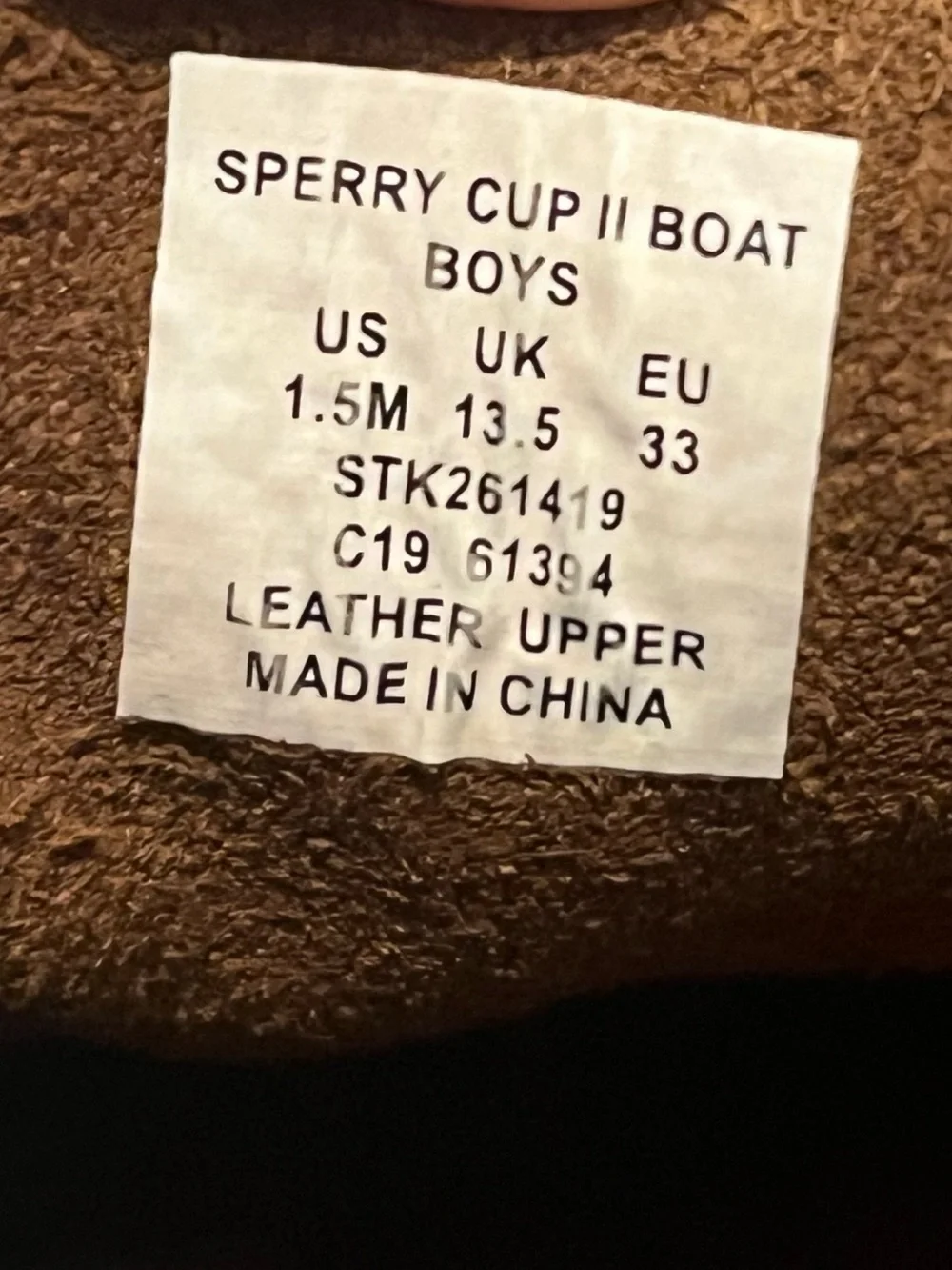 Sperry Cup II Leather Boys Boat Shoes WORN 1X WOW 1.5
